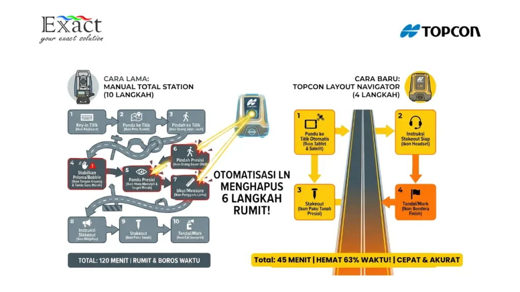 Ilustrasi perbedaan cara kerja LN 160 dengan alat manual.